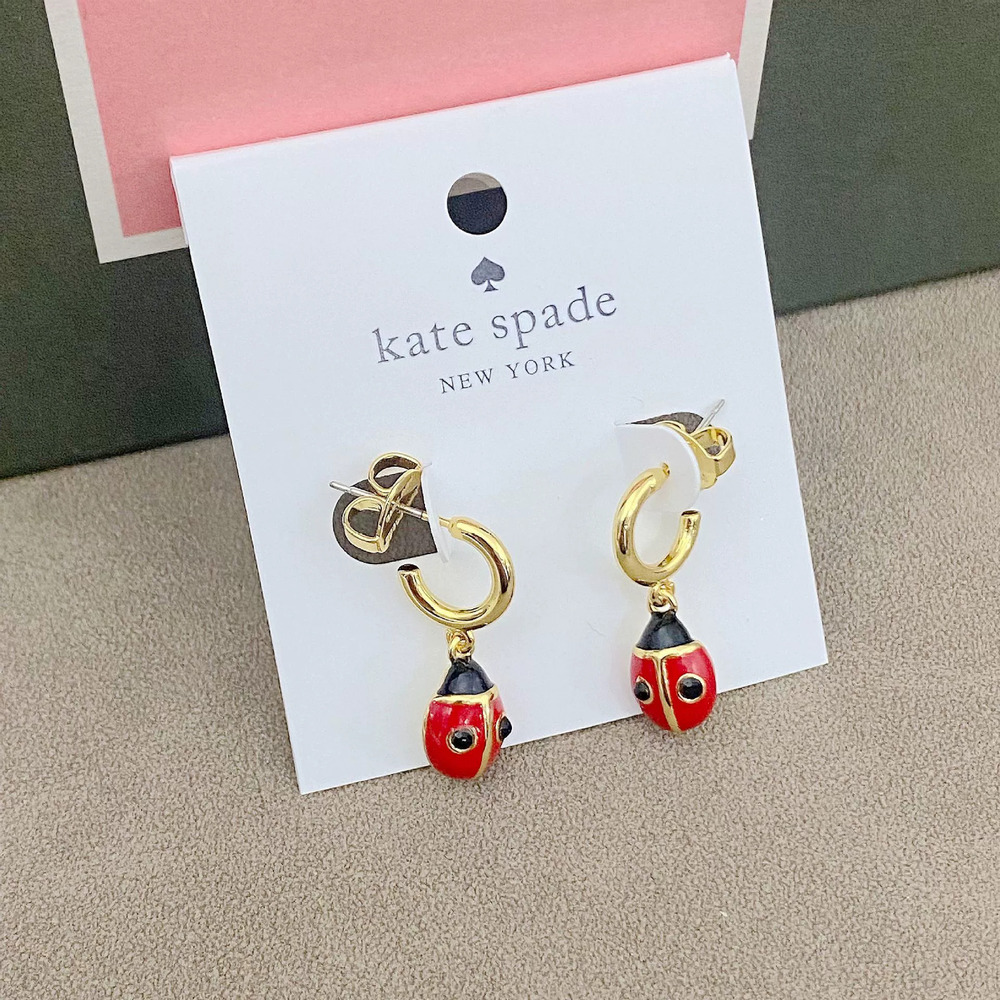 kate spade Gold Plated Copper Red Ladybug Hip Hop Pendant Bracelet Necklace